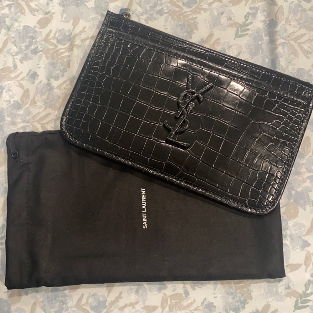 Saint Laurent Nikki Bill Croc Pouch